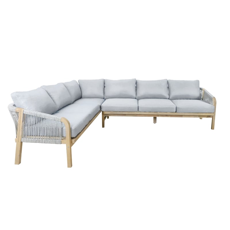 Pangea Home Lola 3-Piece Modern Acacia Wood Sectional in Gray Finish