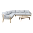 Pangea Home Lola 3-Piece Modern Acacia Wood Sectional in Gray Finish