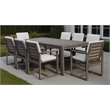 Pangea Home Harbor 9-Piece Modern Eucalyptus Wood Dining Set in Brown Finish