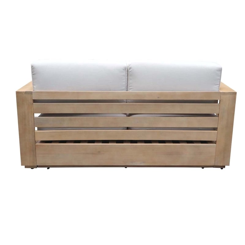 Pangea Home Harbor Two Seater Modern Acacia Wood Sofa in Beige Finish