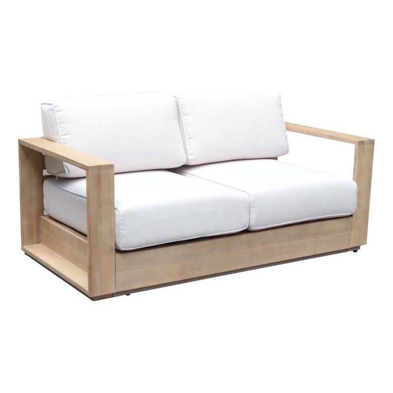 Pangea Home Harbor Two Seater Modern Acacia Wood Sofa in Beige Finish
