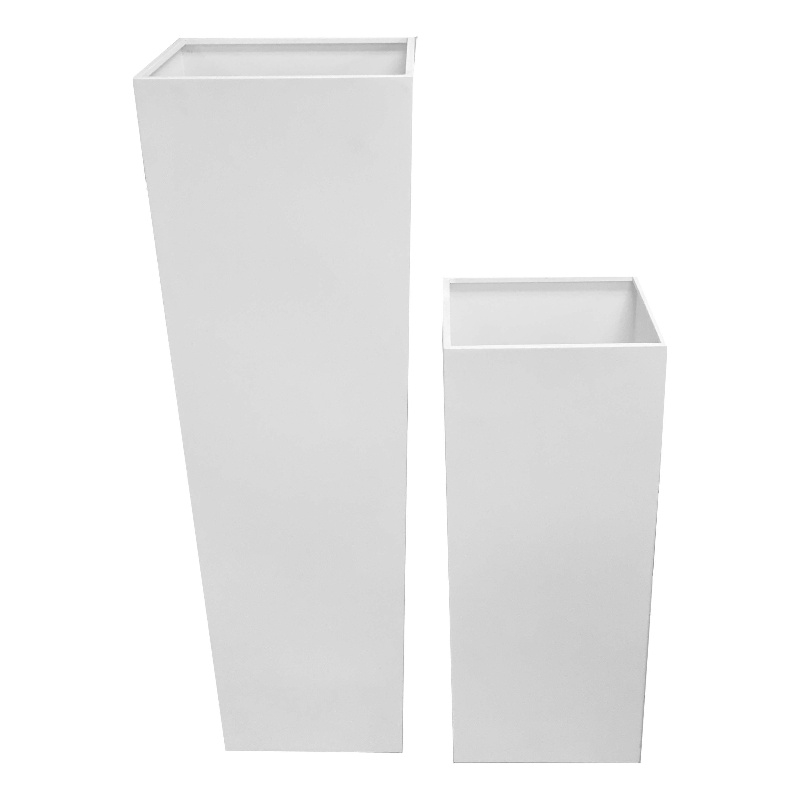 Pangea Home 2-Piece Modern Style Steel Planter Set in White Finish