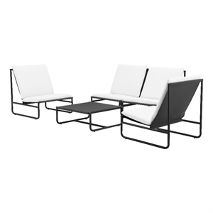 pangea home sean 5-piece modern aluminum sofa set in black/white finish