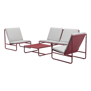 pangea home sean 5-piece modern aluminum sofa set in red finish