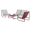 Pangea Home Sean 5-Piece Modern Aluminum Sofa Set in Red Finish