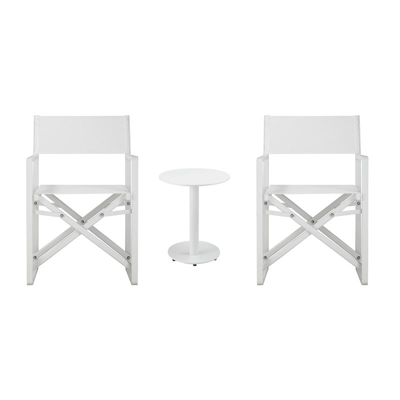 Pangea Home Sunset 3-Piece Modern Aluminum Bistro Set in White Finish