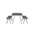 Pangea Home Jack 3-Piece Modern Aluminum Dining Set in Gray and Brush Finish