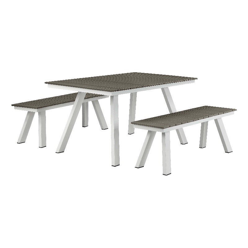 Pangea Home Jack 3-Piece Modern Aluminum Dining Set in Gray and White Finish