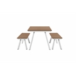 Pangea Home Jack 3-Piece Modern Aluminum Dining Set in Teak and White Finish
