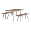 Pangea Home Jack 3-Piece Modern Aluminum Dining Set in Teak and White Finish