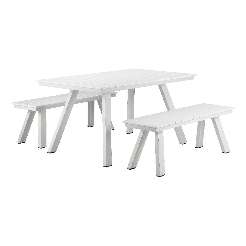 Pangea Home Jack 3-Piece Modern Aluminum Dining Set in White Finish