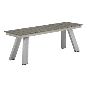 pangea home jack modern aluminum and polyresin bench in gray and brush finish