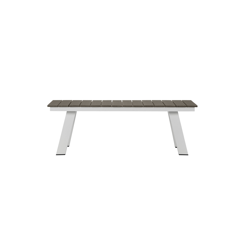 Pangea Home Jack Modern Aluminum and Polyresin Bench in Gray and White Finish