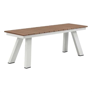 pangea home jack modern aluminum and polyresin bench in teak and white finish