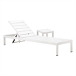 Pangea Home Joseph 2-Piece Aluminum Lounger and Side Table in White