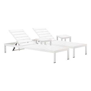 pangea home joseph 4-piece aluminum lounger and side table in white