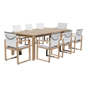 pangea home vicky 9-piece modern acacia wood dining set in natural finish