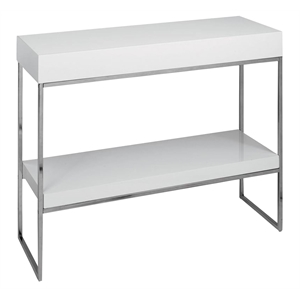 pangea home fred gloss lacquer & polished steel metal console table in white