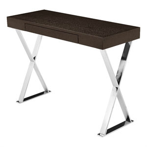 pangea home alexa wood veneer & high polished steel console table in espresso