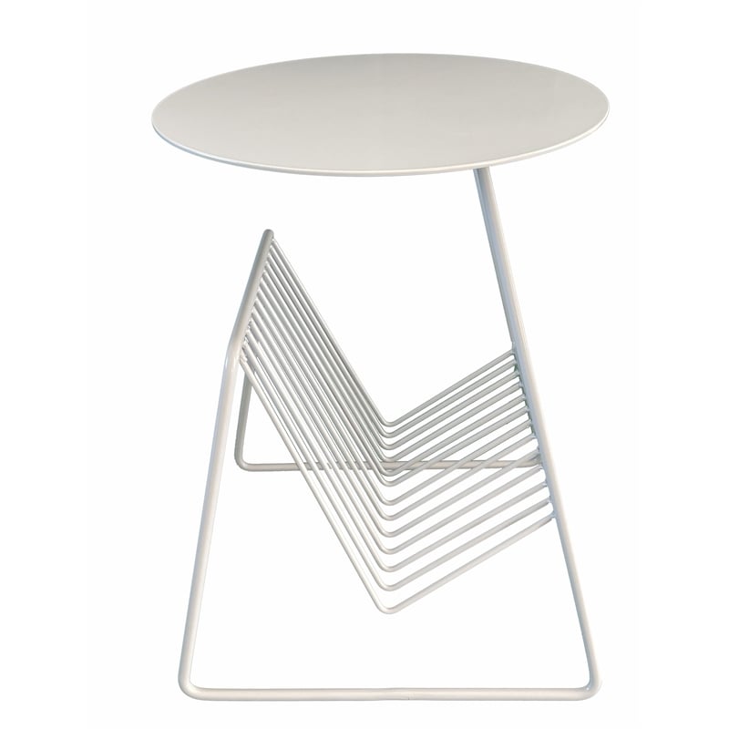 Gazette Magazine Table White Metal