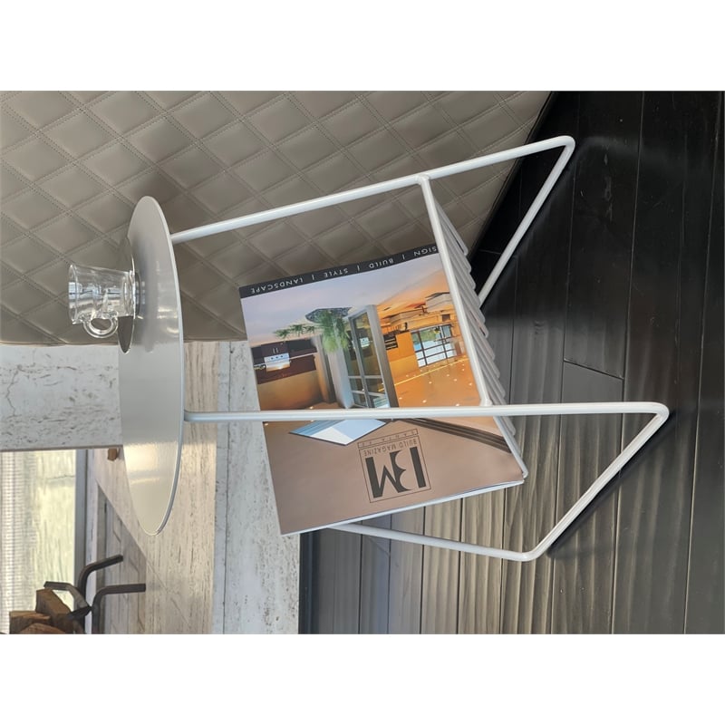 Gazette Magazine Table White Metal