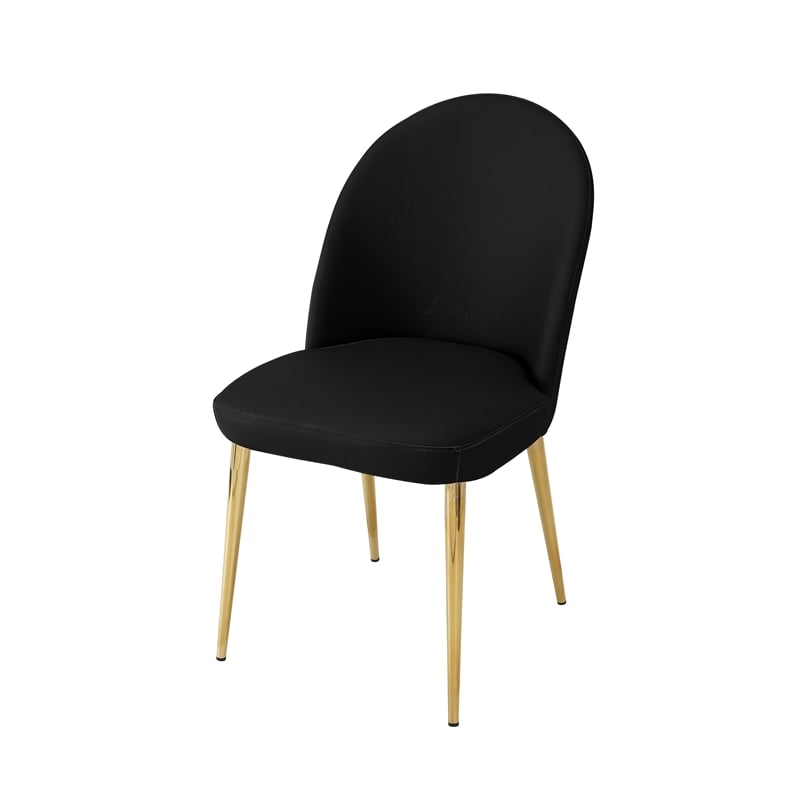 Gold Vera Chair Black Faux Leather (Set of 2)