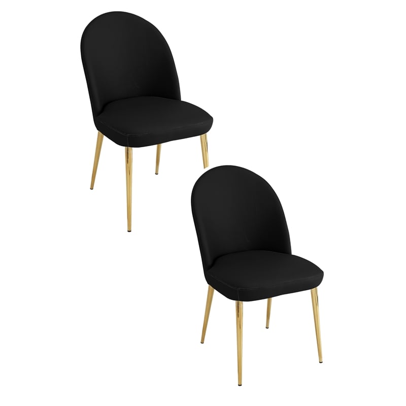 Gold Vera Chair Black Faux Leather (Set of 2)