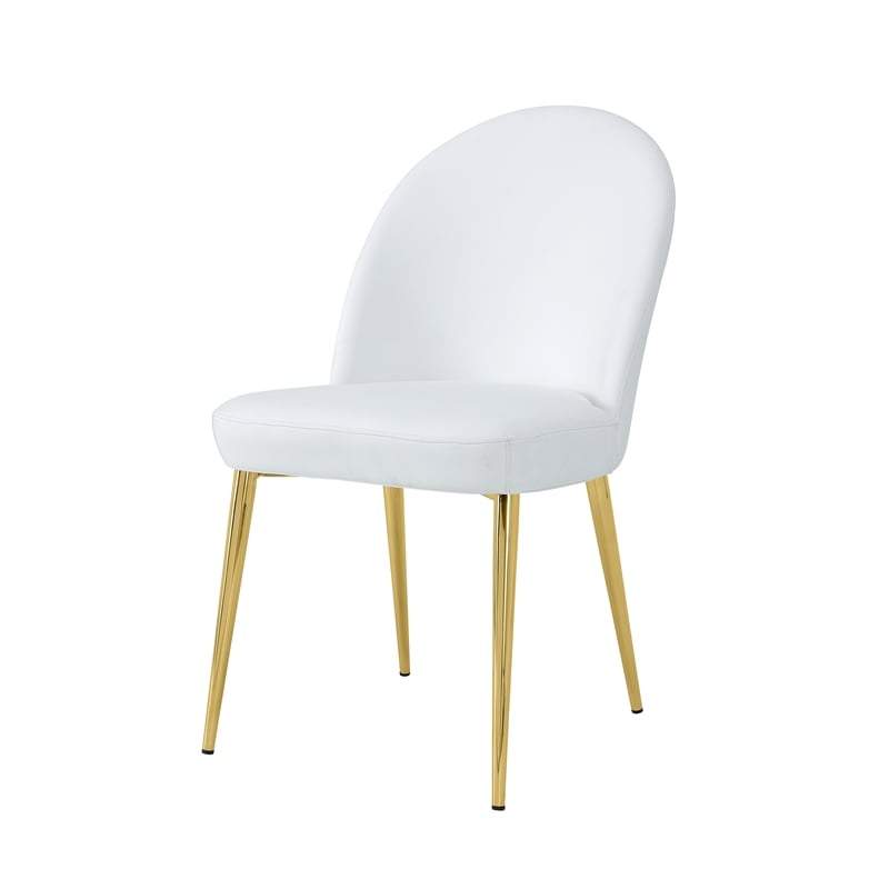 Gold Vera Chair Faux Leather White (Set of 2)