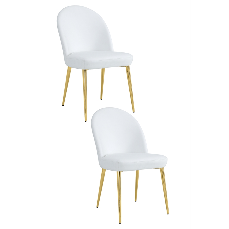 Gold Vera Chair Faux Leather White (Set of 2)