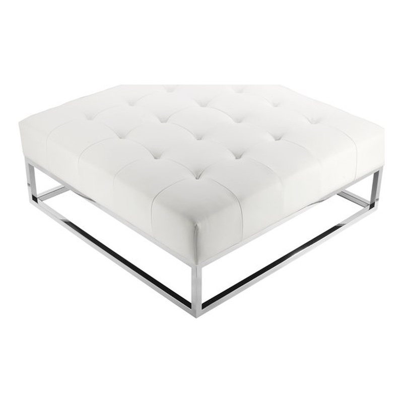 Pippa Ottoman Faux Leather White