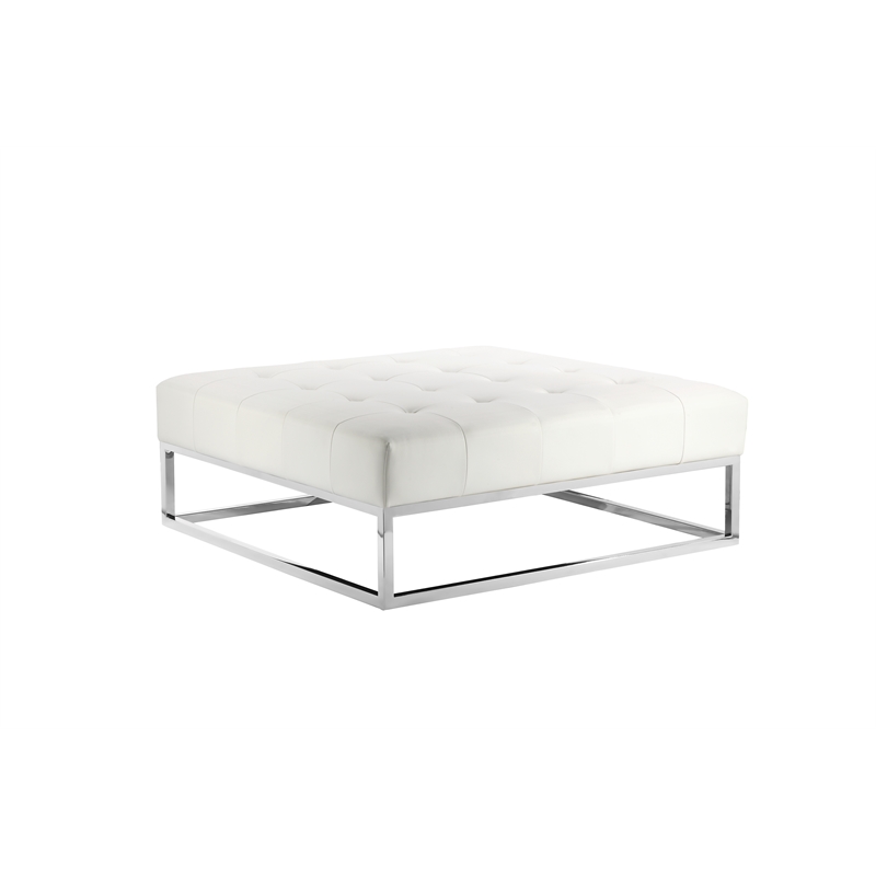 Pippa Ottoman Faux Leather White