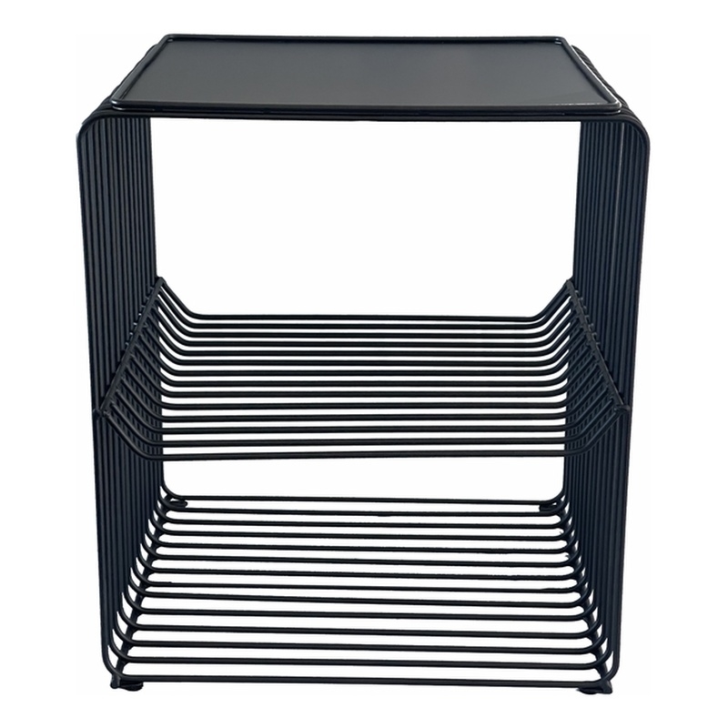 Pangea Home Polly 2-Tiered Tall Modern Metal Side Table in Black