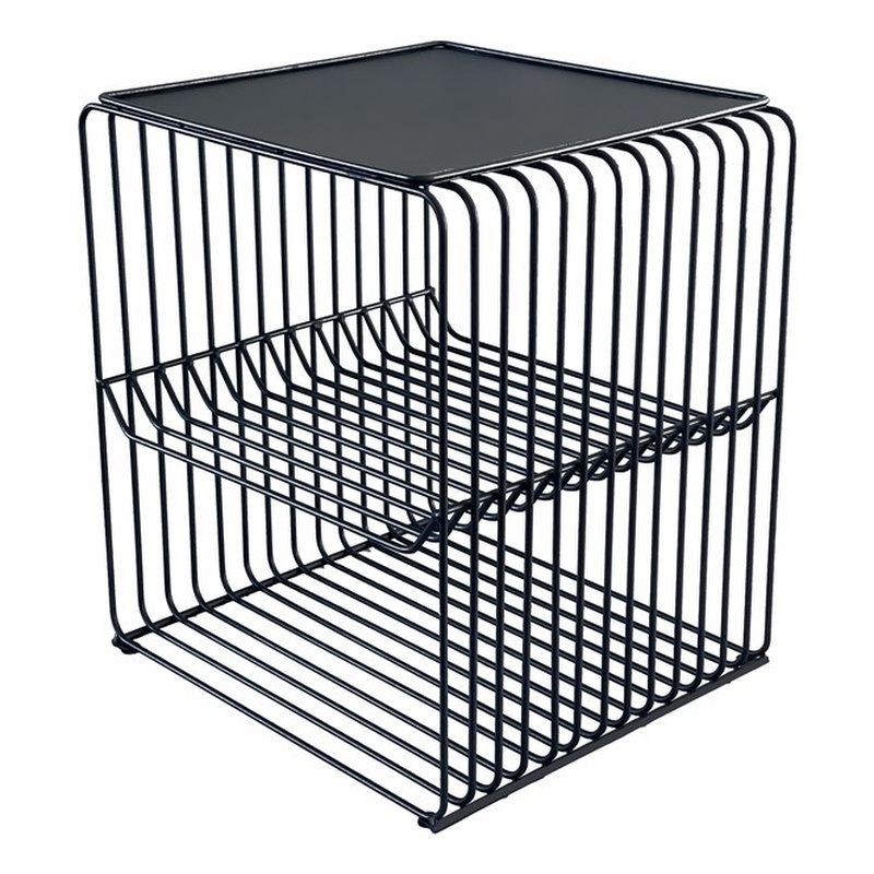Pangea Home Polly 2-Tiered Tall Modern Metal Side Table in Black