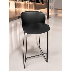 Pangea Home Cal 29.5&quot Modern Plastic Barstool in Black (Set of 2)