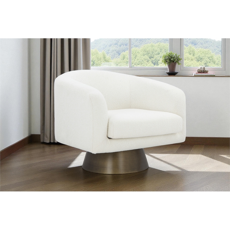 Pangea Home Goli Modern Fabric Upholstered Lounge Chair in White