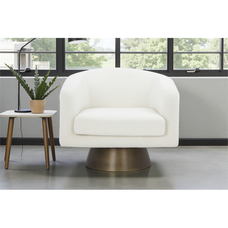 Pangea Home Goli Modern Fabric Upholstered Lounge Chair in White