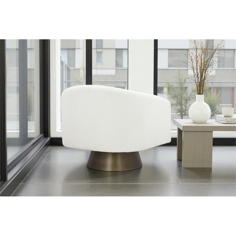 Pangea Home Goli Modern Fabric Upholstered Lounge Chair in White