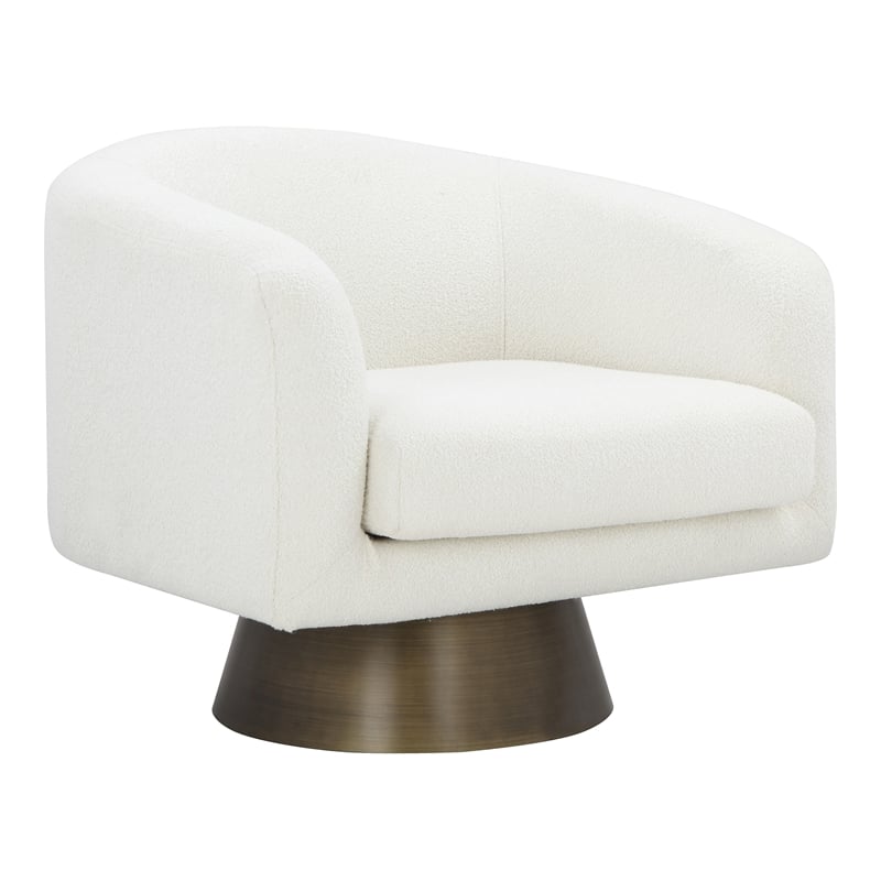 Pangea Home Goli Modern Fabric Upholstered Lounge Chair in White