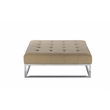 Pangea Home Pippa Square Modern Faux Leather Upholstered Ottoman in Sand Beige