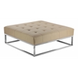 Pangea Home Pippa Square Modern Faux Leather Upholstered Ottoman in Sand Beige
