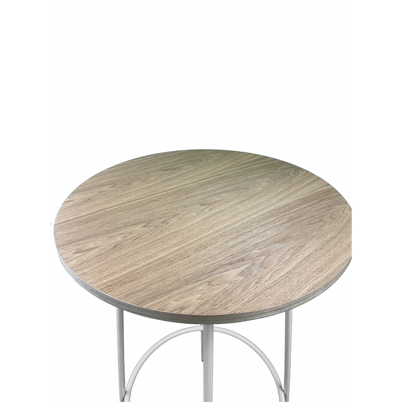Pangea Home Sly Round Modern Wood Veneer/Metal Bar Table in White