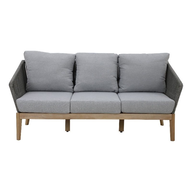 Pangea Home Diego 3 Seater Sofa Acacia frame Gray Cushions