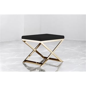 Gold Lexi Stool Faux Leather Black & Gold Frame