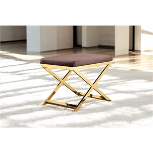 Gold Lexi Stool Velvet Chocolate Fabric & Gold Frame