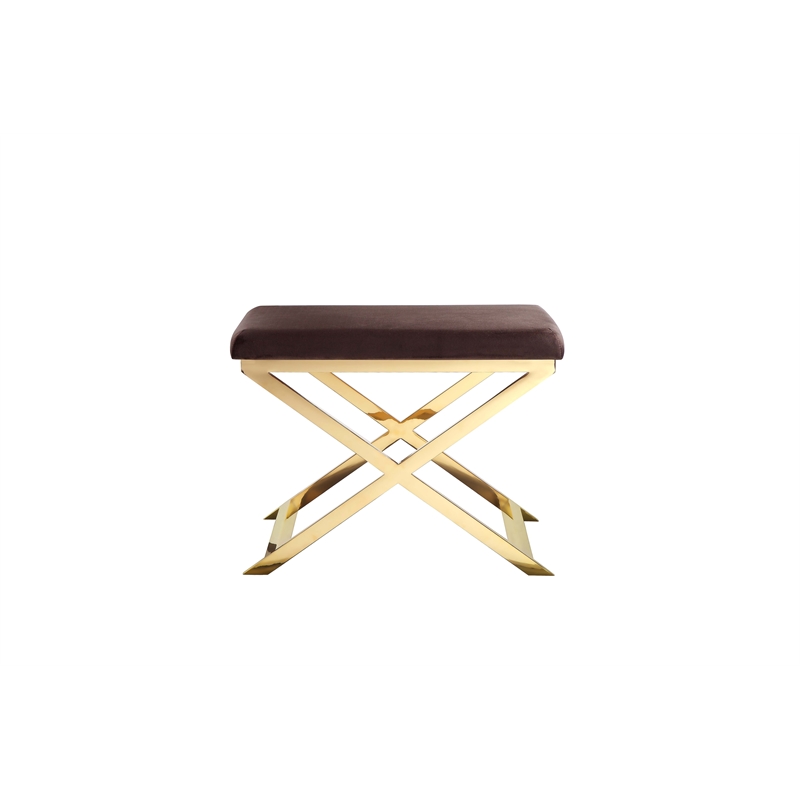 Gold Lexi Stool Velvet Chocolate Fabric & Gold Frame