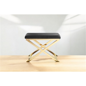 Gold Lexi Stool Velvet Gray & Gold Frame
