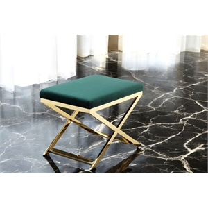 Gold Lexi Stool Velvet Green & Gold Frame