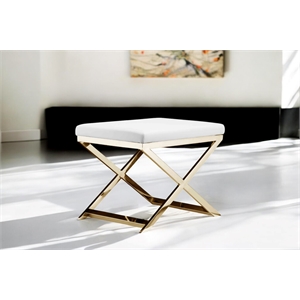 Gold Lexi Stool Faux Leather White & Chrome Frame