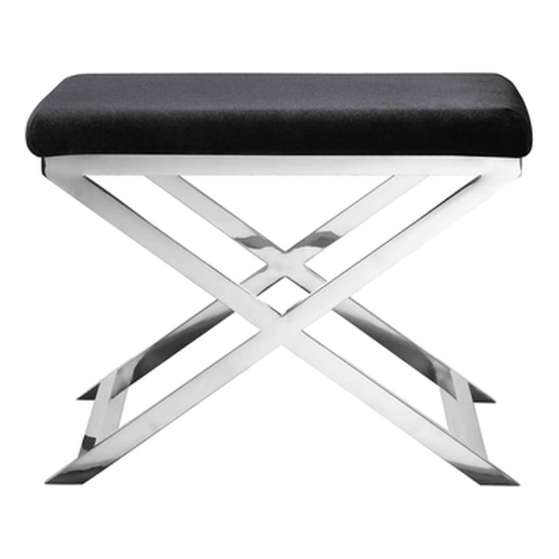 Pangea Home Lexi Stool in Faux Leather Black & Chrome Frame