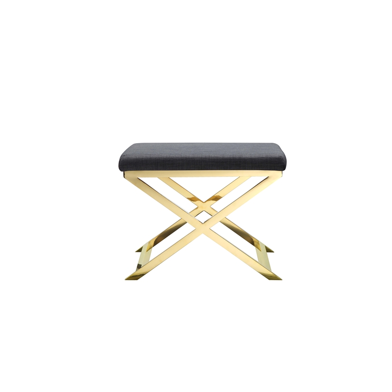 Gold Lexi Stool Fabric Charcoal